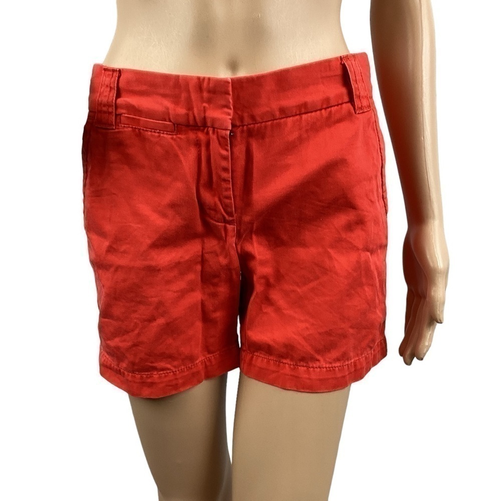 J. Crew Chino Classic Twill Shorts Size 0 Reddish Orange City Fit